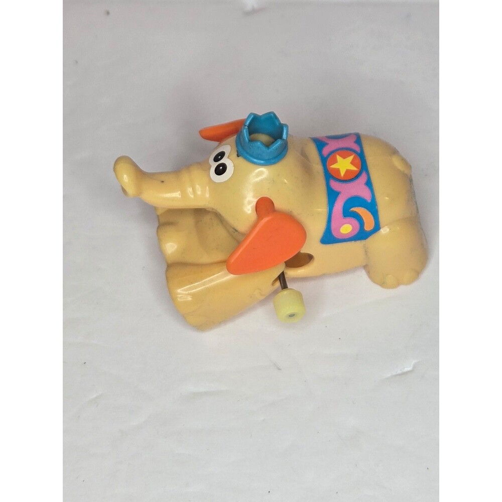 Vintage 1978 Mini Tomy Wind Up Toy Yellow Elephant Needs Repair